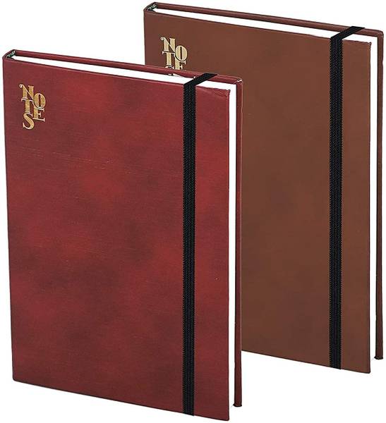 STORITE 2 PU Leather Finish Hard Bound Small Notebook Diary with Elastic Band Closure Regular Diary single 170 Pages