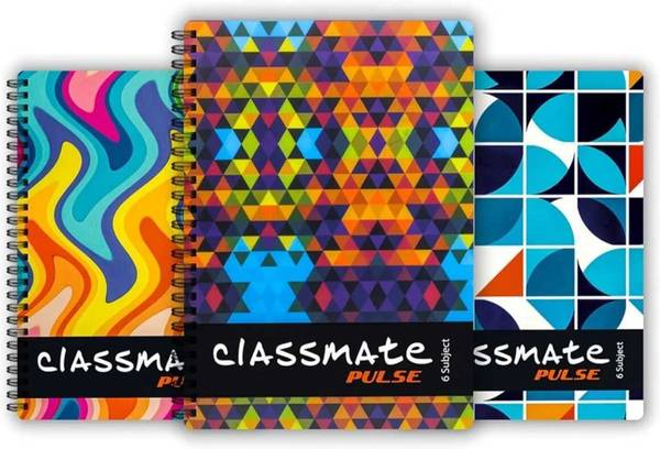 Classmate PULSE | 6 subjects in one | DESIGNER COVER | DESIGN MAY VARY| Regular Notebook UNRULED | 3 NOTE | 302 Pages