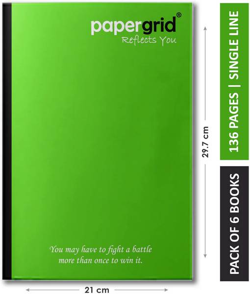 papergrid Premium Quality Thick Paper A4 Notebook Single Line 136 Pages
