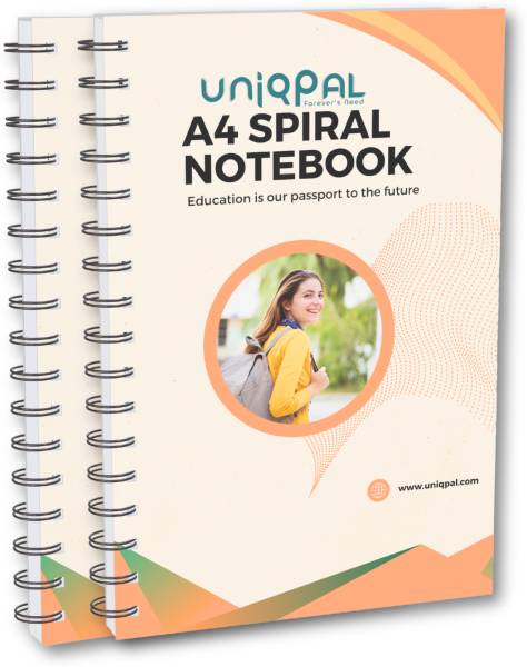 UNIQPAL Lining Spiral notebook|A4 Size(210x297mm)|75GSM|400 Pages (200 pages x 2)| A4 Notebook Ruled 400 Pages