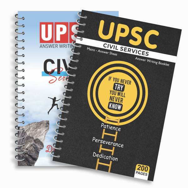 CLICKEDIN Upsc Mains Answer Writing Booklet (200 pages in one booklet, Pack of 2) A4 Notebook ( Unrulled ) 200 Pages