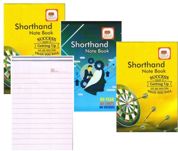 First Click Shorthand Steno Notebook Writing Pad Daily Practices Both side Uses Pack of 3 Pc Regular Notebook Both Side Ruled 160 Pages