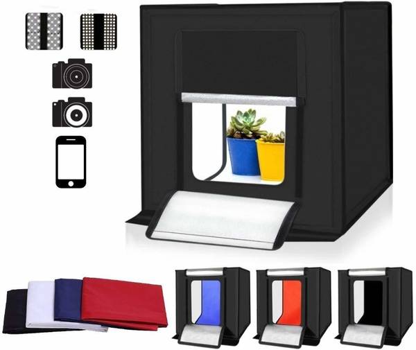 VTS 50x50 cm LED Tent Light Cube Diffusion Soft Box Kit with 4 Colors Backdrops Backdrops Portable Photo Studio Shooting for Photography Diffuser