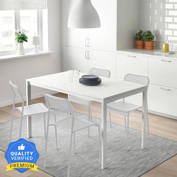 IKEA Tropical Metal 4 Seater Dining Set  (Finish Color -WHITE WHITE, DIY(Do-It-Yourself))