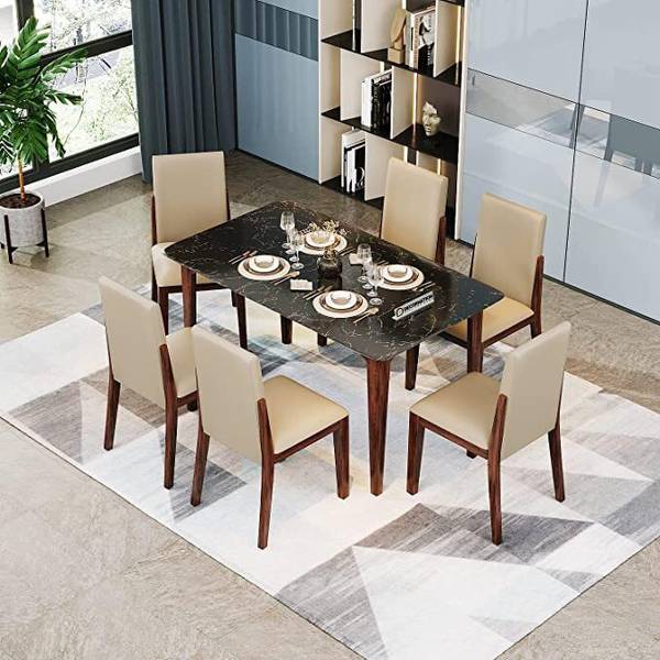 DecorNation Italiana Solid Wood 6 Seater Dining Set