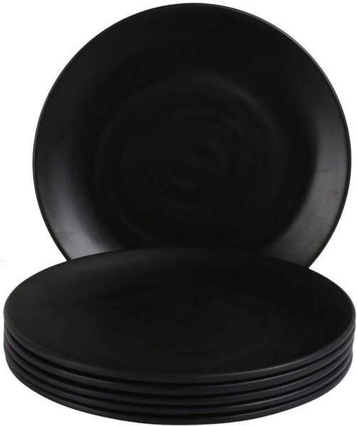 Kanha Black Matt Finish Melamine Dinner Plates- 11 Inch (Set of 4) Dinner Plate