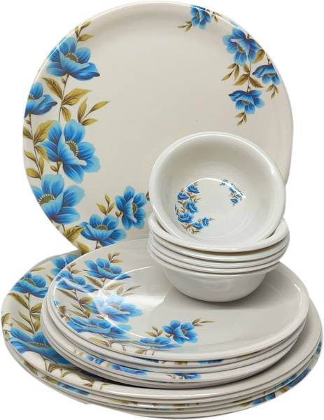 GREENISH Pack of 18 Melamin DESIGNER MELAMINE DINNER SET IN MULTI COLOR ,18 PIECES Dinner Set