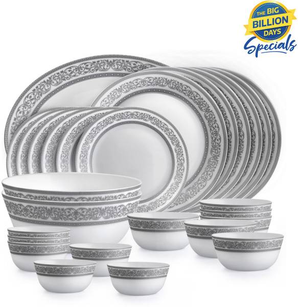 cello Pack of 27 Opalware x Amitabh Bachchan Solitaire Series Argento Dinner Set Dinner Set