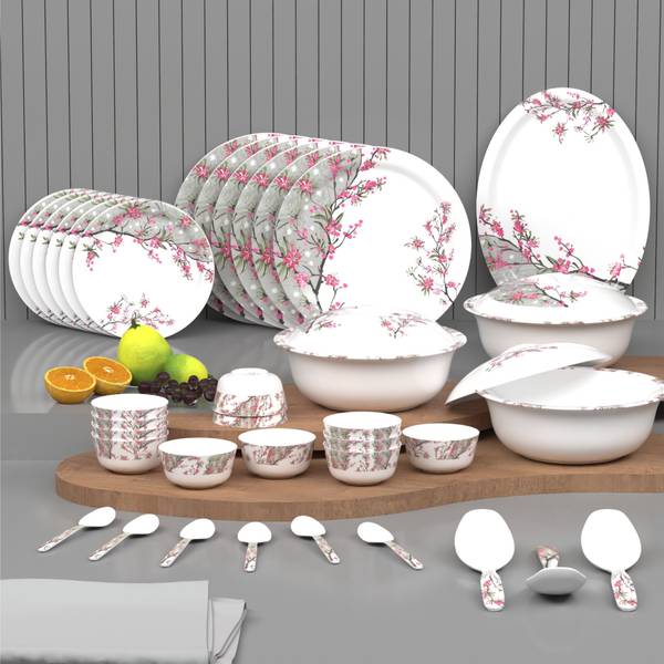 Castleite Pack of 40 Melamin Piccolo Rouge Blush Round Designer Crockery Dinner Set
