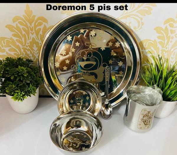 vaani Pack of 5 Stainless Steel Doremon kid set Dinner Set