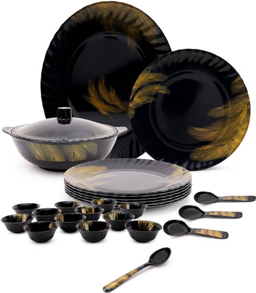 Hamlay Pack of 40 Melamin GOLD Black Bloom Dinner Set