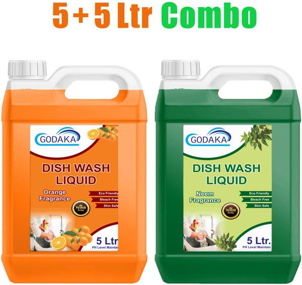 GODAKA POWER OF NEEM & ORANGE DISH WASH LIQUID NON ACIDIC 99.99% KILL GERMS Dish Cleaning Gel