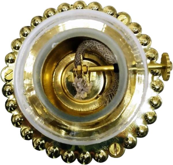 INPALA METALS Brass Akhand Diya with Glass Cover, Adjustable Knob, 75ml for 18 Hours (Small) Brass Table Diya