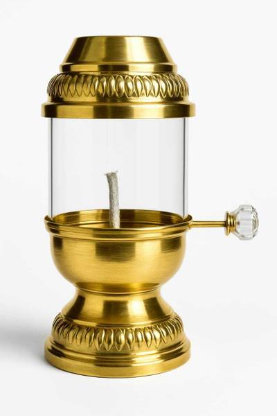 Divine Enterprises Akhand jyot with screw lever Brass, Glass Table Diya