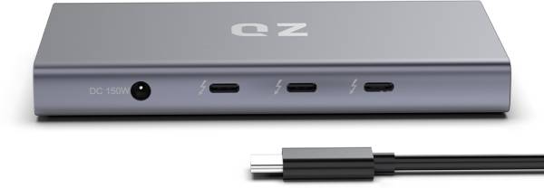 QZ Thunderbolt 4 Hub, 8K 60Hz, Dual Display, 5 in 1, 40 Gbps, External Power 150W QZHB92 Certified Thunderbolt 4 Dock for Next Gen Office Work Station...