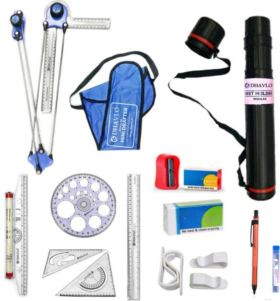 DHAVLO Engineering Drawing Kit, Mini Drafter, Sheet Holder Box & accessories Drafting Kit