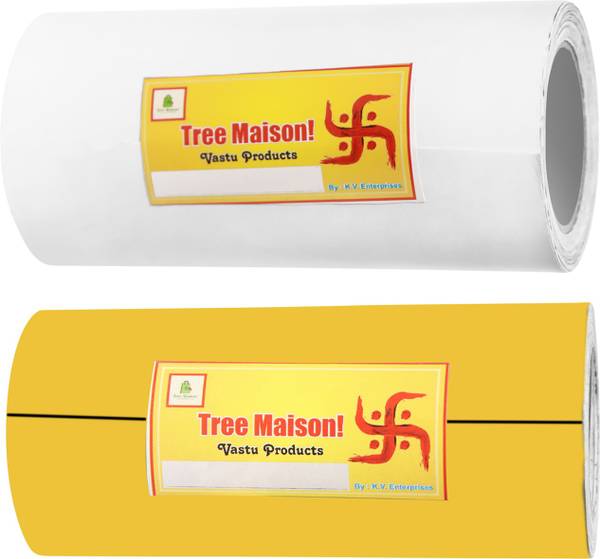 TREEMAISON Vinyl Tape For Vastu Correction , Toilet , Mahavastu Remedy (White-Yellow ,ST-2) Drafting Tape