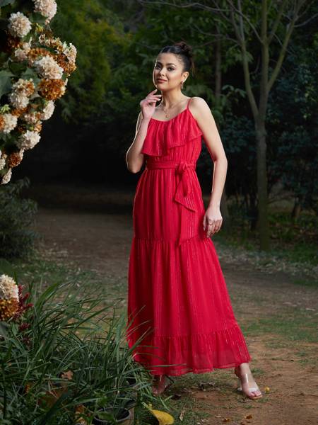 SASSAFRAS Women Maxi Red Dress Price History