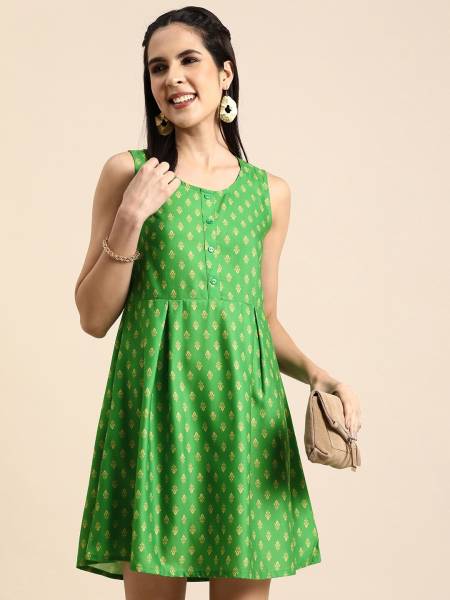 ANOUK Women A-line Green Dress
