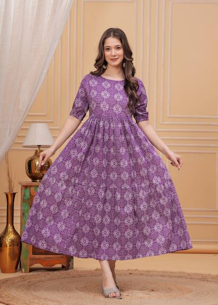 Malia Fashion Women Fit and Flare Purple Maxi/Full Length Dress