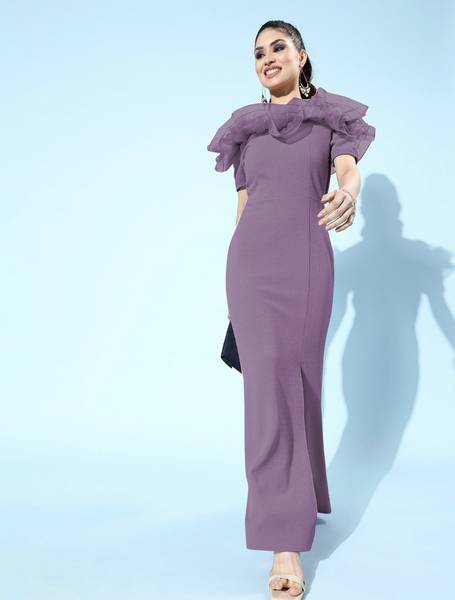 feyola Women Bodycon Purple Dress