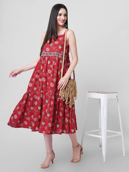 Janakdulari fashion Women A-line Multicolor Midi/Calf Length Dress