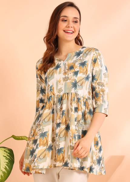 HIVA TRENDZ Formal Floral Print Women Green Top