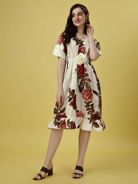 Hetvi Creation Women A-line Multicolor Maxi/Full Length Dress