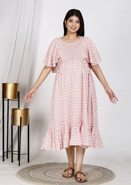SAGGIO Women Maxi Pink Full Length Dress