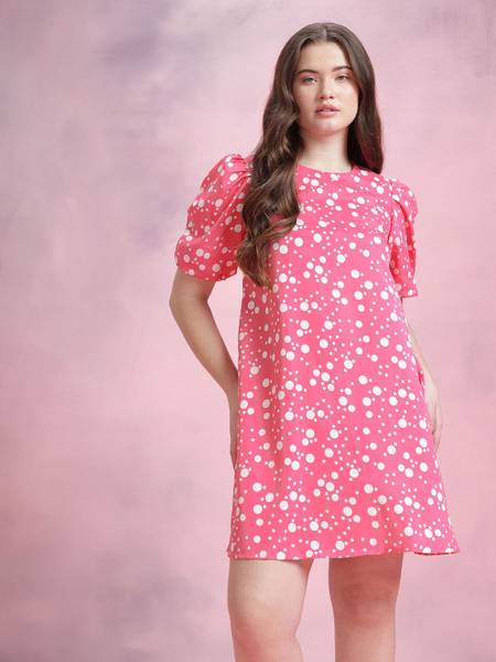 Dressberry Women A-line Pink Above Knee/Mid Thigh Length Dress