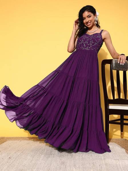 Shree Ramkrishna Fab Women Maxi Purple Dress