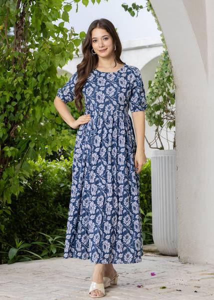 Fashion Unstoppable Women Fit and Flare Blue Midi/Calf Length Dress