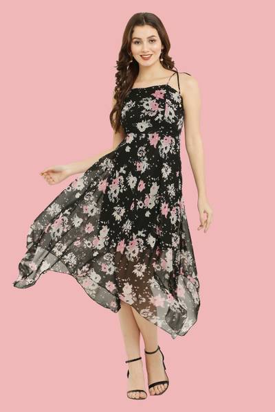 SALONI STYLE Women A-line Black Dress