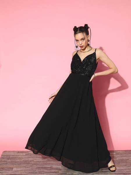 Berrylush Women Maxi Black Dress