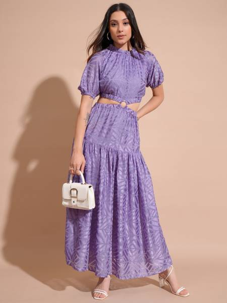 Tokyo Talkies Women Maxi Purple Full Length Dress