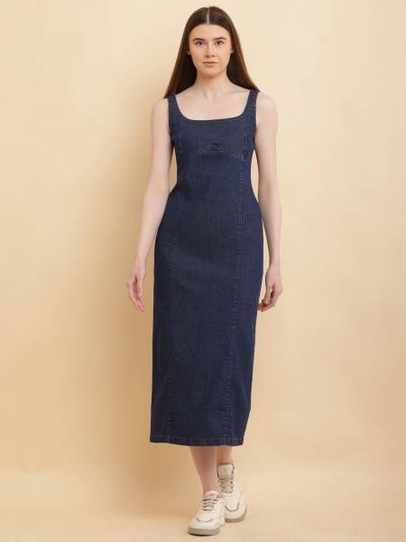 Puella Women A-line Dark Blue Dress