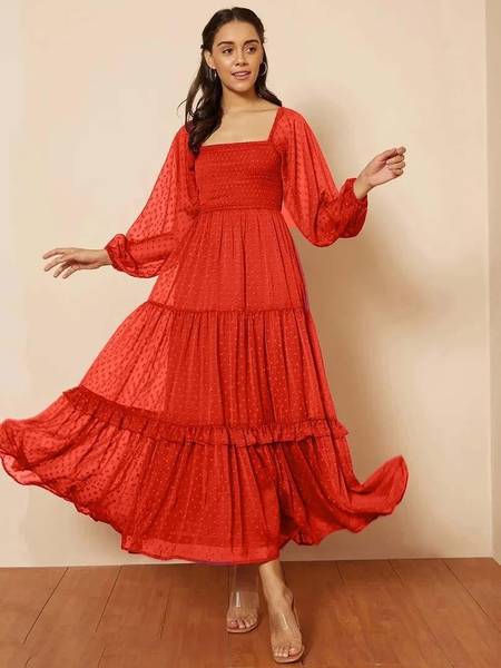 Rare Fashion Women Fit and Flare Red Dress