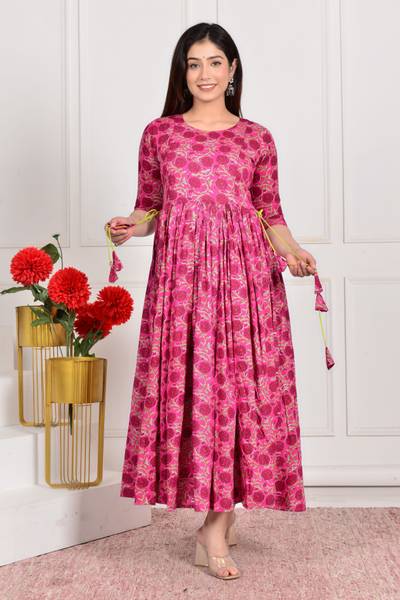 Ann Springs Women Ethnic Dress Pink Ankle Length Dress