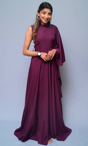 diyaz Women Fit and Flare Purple Dress