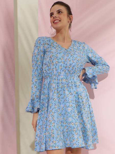 KOTTY Women Fit and Flare Multicolor Above Knee/Mid Thigh Length Dress