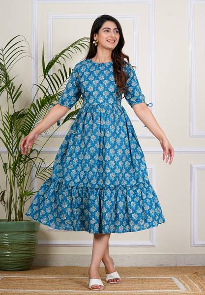 Twirl Tales Women A-line Blue Midi/Calf Length Dress
