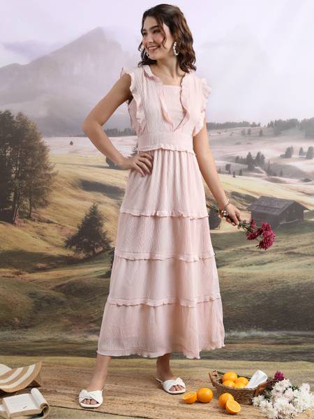 Tokyo Talkies Women Maxi Pink Dress Price History