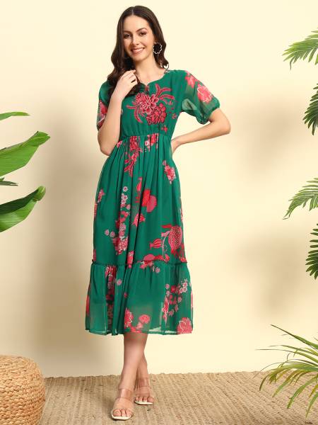 Felopie Women Maxi Green Dress