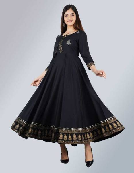 MANISUKMI FASHION Women Fit and Flare Black Dress