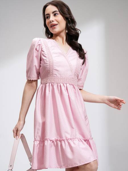 Tokyo Talkies Women A-line Pink Mini/Short Dress