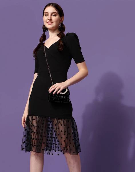 Selvia Women A-line Black Dress
