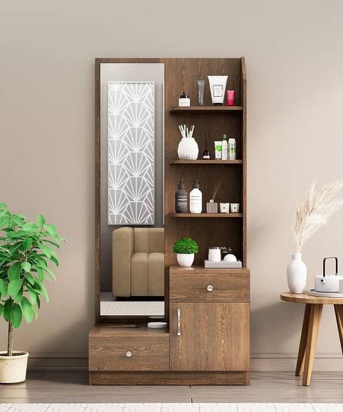 hexa red Dressing Table with Mirror and 3 Drawer Storage Shelf for Bedroom Engineered Wood Dressing Table