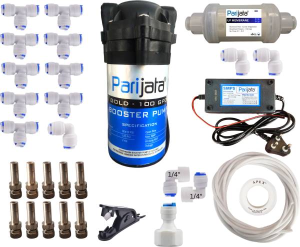Parijata DIY Misting System Kit with 10 Nozzles, Mist Pump, Pipe, Connectors for Farm Drip Irrigation Kit