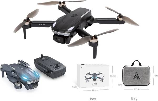 PiHot P60,Dual Camera,Brushless Motor, Dual Battery,One Click Caliberation,360 flip Drone