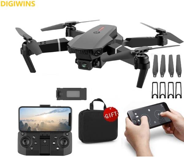 DRONEBOX E88 Drone GPS Camera with Flash Lights One Touch Take Off Landing 2 Batteries Drone